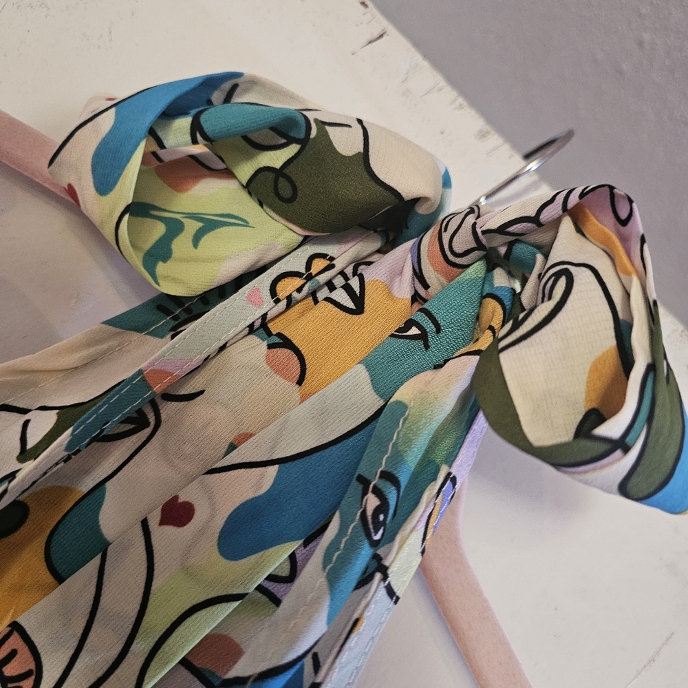 Colorful Abstract Face Print Pants, - Picture 4 of 7